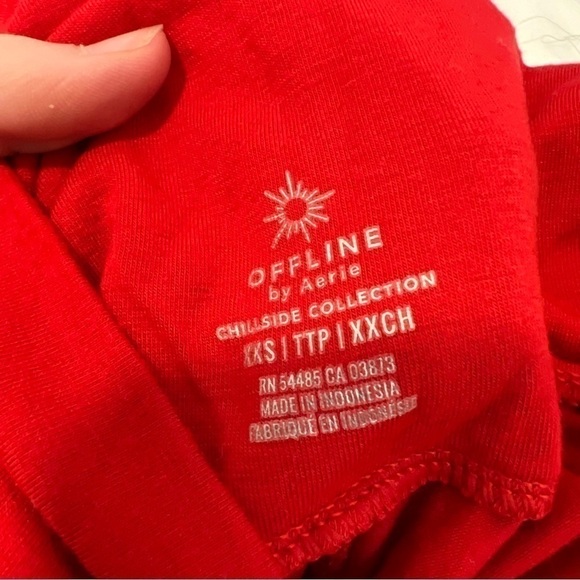 Aerie offline fold over waist band red leggings. Like new. - Picture 3 of 6